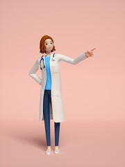 3D rendering of young women doctors