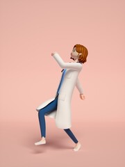 3D rendering of young women doctors
