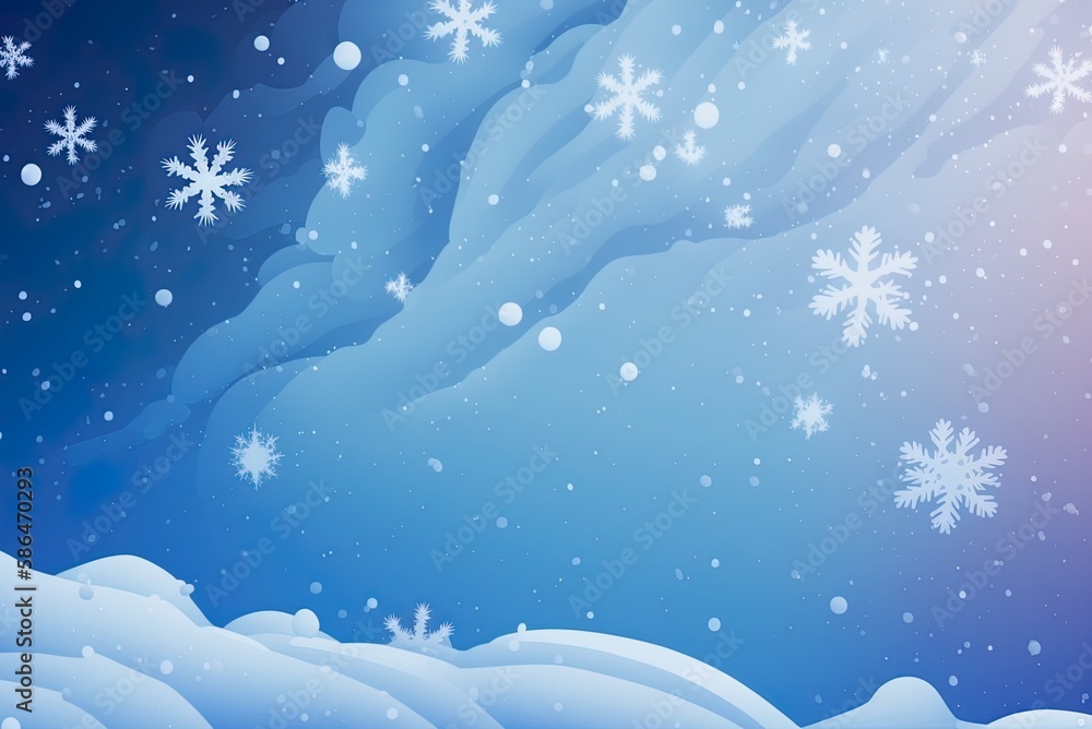Poster snowflakes gradient backdrop abstract painting of the sky with snow Generative AI