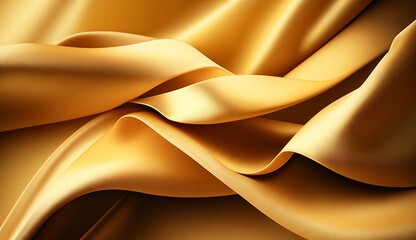 Gold silk fabric background texture abstract pattern. Luxury satin cloth 3d render. Generative Ai.