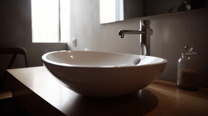 Fototapeta na wymiar white shiny material lavatory with vintage faucet bathroom interior detail concept, image ai generate