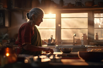 Rustic Indian Cooking. Taste the traditional and homemade flavors of Indian cuisine with authentic dishes prepared by expert chefs. Food and cultural experience concept. AI Generative