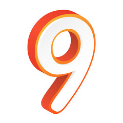 3d numbers nine 