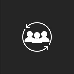 Human resource management icon isolated on black background  