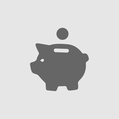 Piggy bank vector icon. Saving money simple isolated sign symbol. Save money pig bank logo symbol.