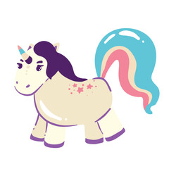 Set of Cute Cartoon Unicorns isolated on a white background.