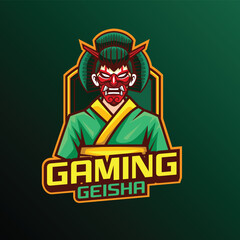 Vector illustration of geisha mascot for gaming and sport logo