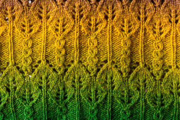 Colorful knitted wool texture of a fabric with pattern