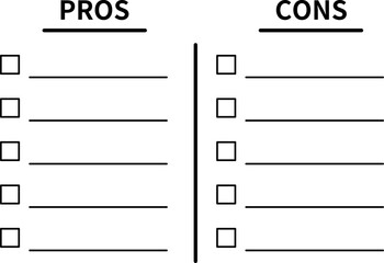 PROS and CONS comparison list template