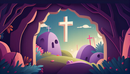 Illustration background Easter a Christian festival. Generative AI