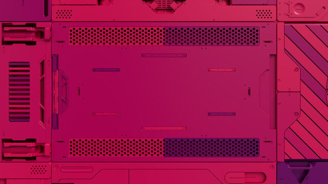 Science Fiction Background with Multicolored, Futuristic Hi-Tech Panels. 3D Render.