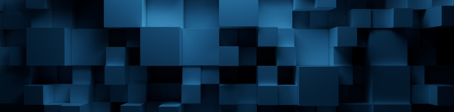 Blue, Modern Tech Banner. 3D Render.