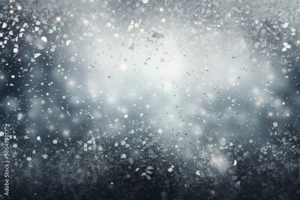 Poster snowy weather with snowflakes falling from the sky. Generative AI
