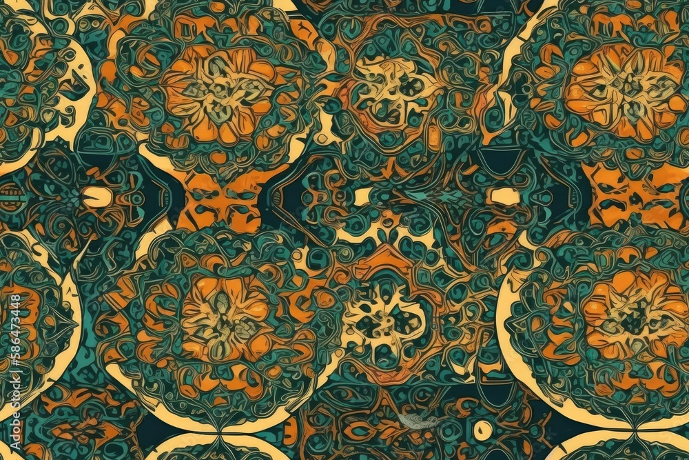 Poster vibrant and diverse pattern with an array of colors. generative ai