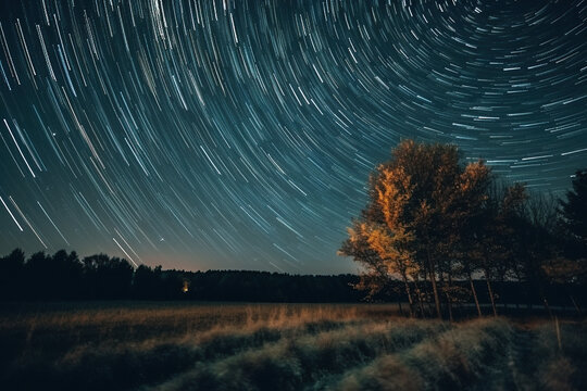Capturing the Beauty of the Night Sky: Astrophotography and Star Trails, Exploring the Universe at Night: A Celestial Journey through Time and Space - AI Generative © Mr. Bolota