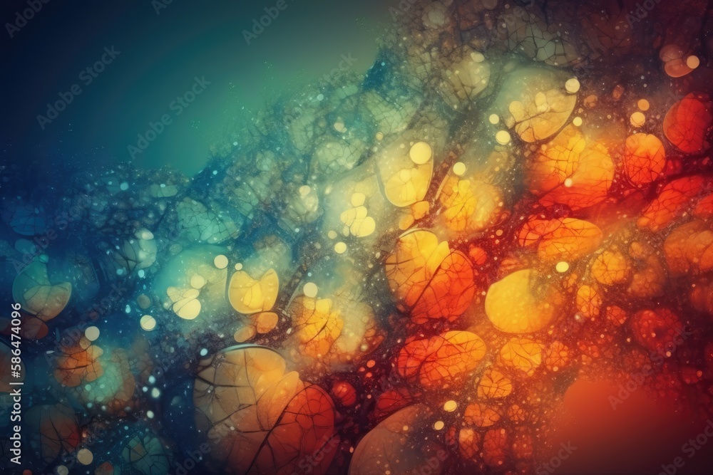 Poster colorful bubbles floating in the sky. generative ai
