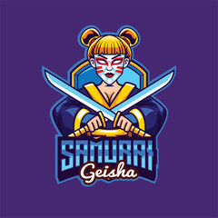 Vector illustration of geisha mascot for gaming and sport logo