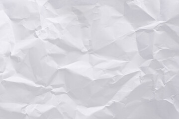 White crumpled paper texture background, clean white wrinkled paper, top view.