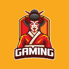 Vector illustration of geisha mascot for gaming and sport logo