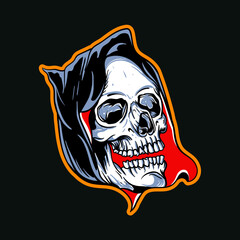 Hand drawn illustration of cool skull head vector design