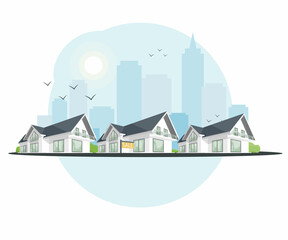 House for sale. Buying a new house.Sale of real estate in a cottage town.