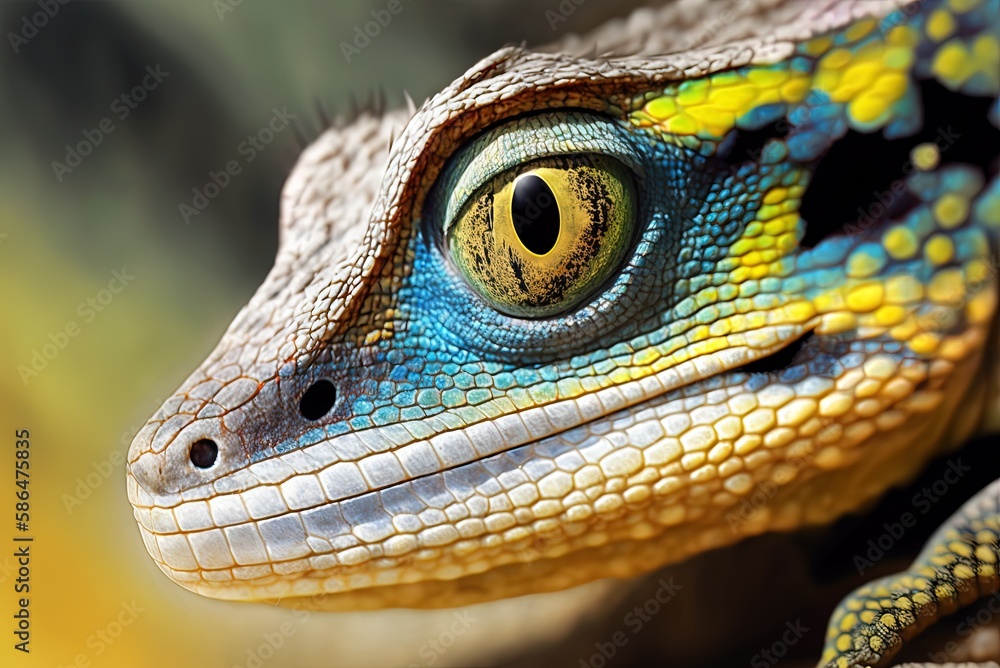 Poster an in-depth look at the irises of a londok calote picture of a calotes versicolor lizard's head in e