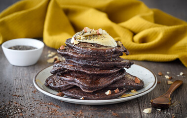 Vegan Protein Pancakes with Cocoa 