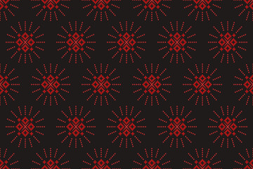 Red traditional ethnic pattern paisley flower Ikat background abstract Aztec African Indonesian Indian seamless pattern for fabric print cloth dress carpet curtains and sarong