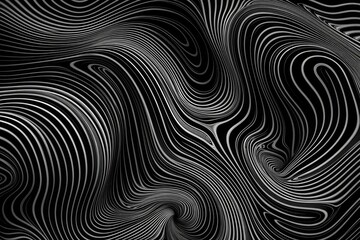 abstract black and white wavy lines background. Generative AI
