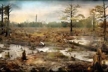 A Bleak Look at the Consequences of Habitat Destruction: A Stark Image to Inspire Change - AI Generative