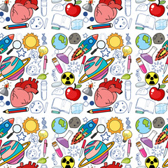 Science Objects and Icons Seamless Pattern