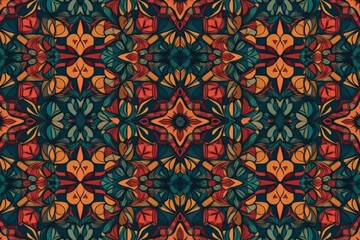 vibrant and colorful pattern with a mix of shapes and hues. Generative AI