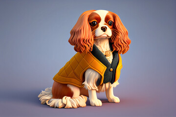 Cavalier king charles spaniel dog, dog animal dresses in fashion style generative ai