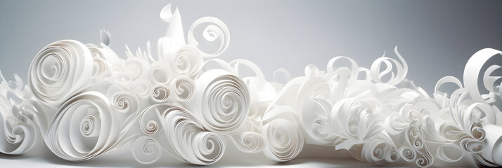 Quilling, paper craft, abstract background, white. White background. With Generative AI tehnology.