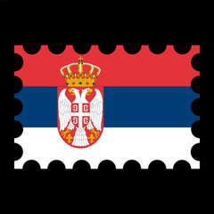 Postage stamp with Serbia flag. Vector illustration.