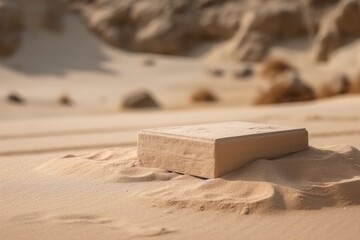 sand block on a sandy beach. Generative AI
