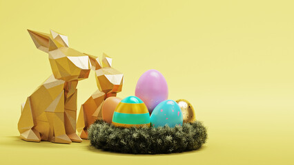 Easter eggs and bunny