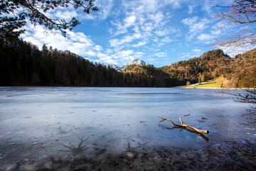 Alatsee lake by winter. Tyrol, Austria