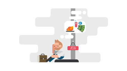 business man worker trying to find job vector stock illustration