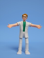 3D rendering of young male doctors