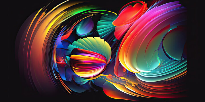 Colorful neon abstract art with vibrant hues - Generative AI