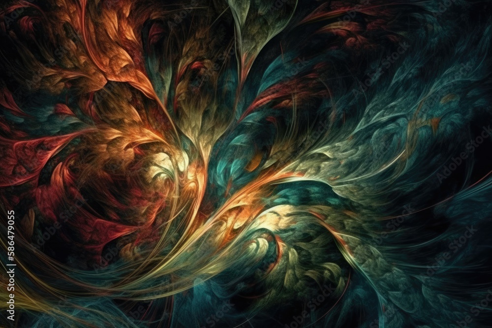 Aufkleber an intricate and colorful abstract digital design. generative ai
