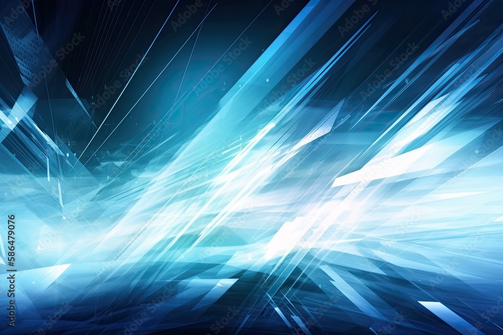 Aufkleber blue abstract background with geometric shapes and lines. generative ai