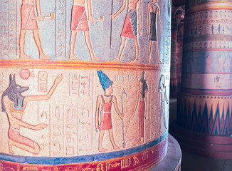 close up on egypt symbol on column wall