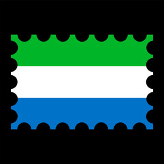 Postage stamp with Sierra Leone flag. Vector illustration.