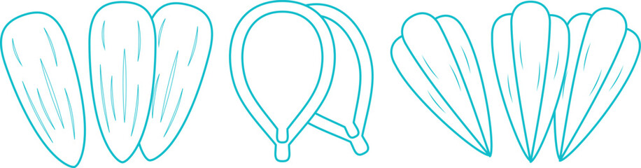 pumpkin and sunflower seeds, icons on transparent background