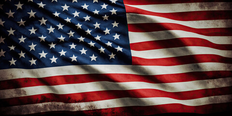 Flag of United States waving in the wind - Generative AI