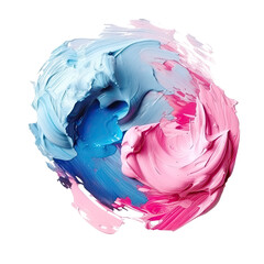 Obraz premium Abstract brush stroke blue and pink oil acrylic paint stain impasto texture, painting isolated background transparent png. Generative ai