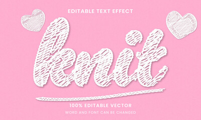 embroidery stitch knit 3d logo mock up template Editable text Effect Style