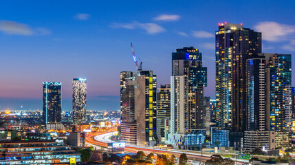 Fototapeta na wymiar Melbourne CBD city night view